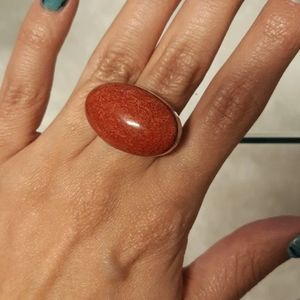 Red stone silver ring